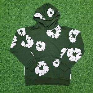 Green Denim Tear with White Floral Pattern Unisex